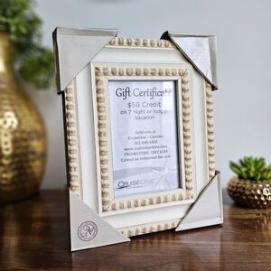 NWT 2014 New View Gifts And Accessories Cream Beaded Hobnail Photo Decor Frame